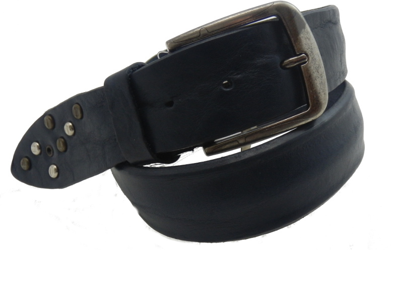 Cintura in Cuoio con rivette - Nera - 40mm